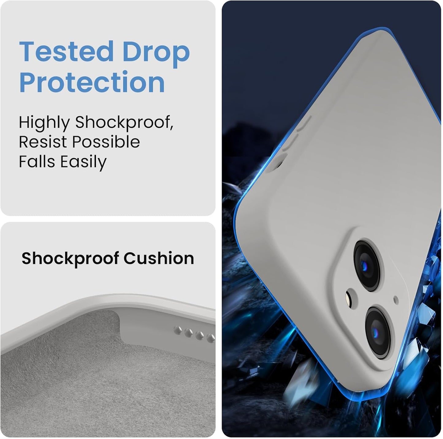 FireNova Designed for iPhone 15 Case, Silicone Upgraded [Camera Protection] Phone Case with [2 Screen Protectors], Soft Anti-Scratch Microfiber Lining Inside, 6.1 inch, Natural Titanium