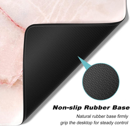 Extended Gaming Mouse Pad, XXL Large Mouse Mat 30 x 14 Inch, Big Computer Keyboard Mousepad, Waterproof Desk Pad with Stitched Edges and Non-Slip Base for Office Gaming, Light Pink Marble