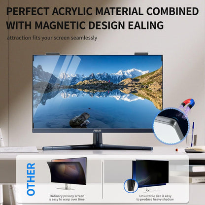 Magnetic Computer Privacy Screen 23.6 inch, Hanging Privacy Screen for Computer Monitor for 16:9 Frameless Monitor, Acrylic Eye Protection Anti Glare Blue Light Computer Screen Privacy Filter