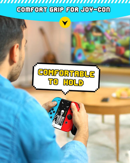 Lotadilo Joy-Con Grip for Nintendo Switch/Switch Oled - JoyCon Comfort Hand Grips Controller for Men Teen Boys Cool Cartoon Anime Design, Skull