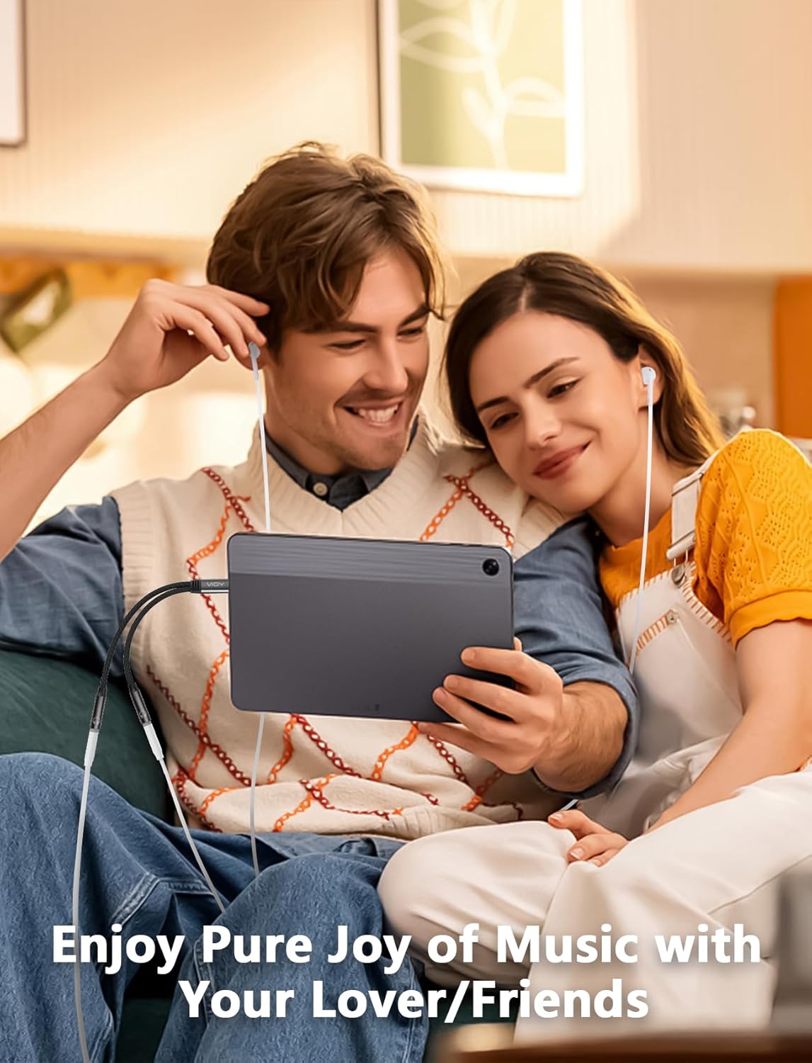 VIOY USB C to Dual 3.5mm Female Headphone Splitter, Type C to Headphone Audio Jack Adapter 2 Way Compatible with iPhone 16/15 Plus Pro Max, iPad Air Pro, Galaxy S24/23 Ultra, Pixel 7/6 and More