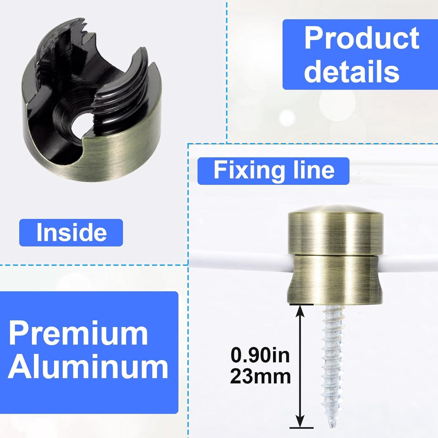 1 Set Charger Holders for Cords, Antique Copper Color Adjustable Cable Anchor Holders, Adhesive Metal Cord Clips, Cable Management Wire Organizers for Desk, Office, Nightstand