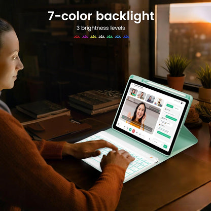 Keyboard Case for iPad Air 5th/4th Pro 11 inch, 7-Color Backlit Detachable Wireless Keyboard Case with Pencil Holder, Stand Folio Cover for Gen 2020/2022, Pro 4th/3rd/2nd/1st Gen, Green…
