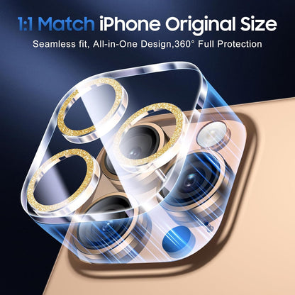 UniqueMe for 3 Pack iPhone 16 Pro/iPhone 16 Pro Max Camera Lens Protector - [Drop Protection] [Case Friendly] 9H Tempered Glass Camera Cover Screen [Update New Version] - Gold