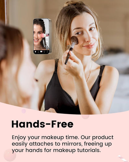 amBand Airplane Travel Essentials Phone Holder, Anti-Slip Magnetic Suction Cup Phone Mount for iPhone Fits Magsafe Attachment, Influencer/Sharer/Content Creator Must Haves for Selfie/Video, Peony Pink