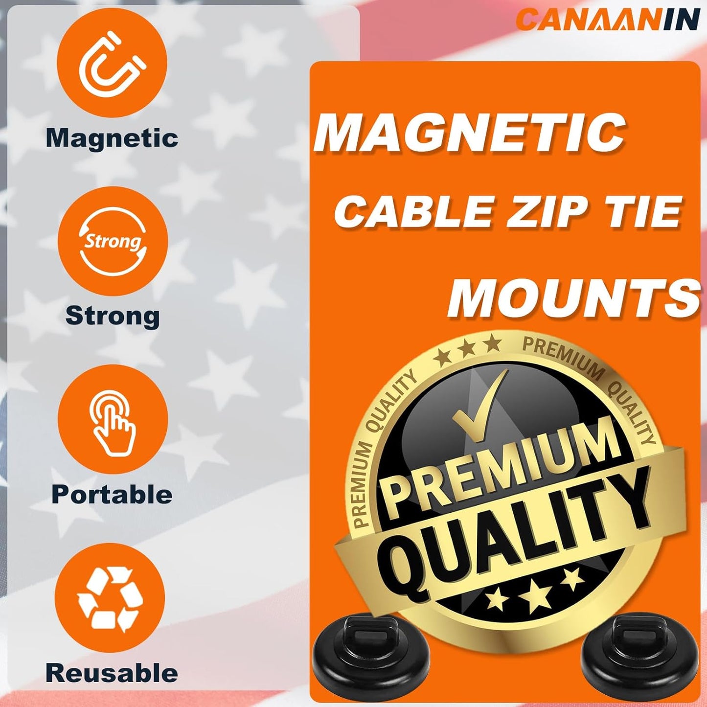 Magnet Zip Tie Mount Magnetic Zip Ties Mount Clips Base Holder Strong Multipurpose Wire Cable Holder Mount Wire Clips Management for Home Office Marine Electrical Wiring (Black, 24 Piece)