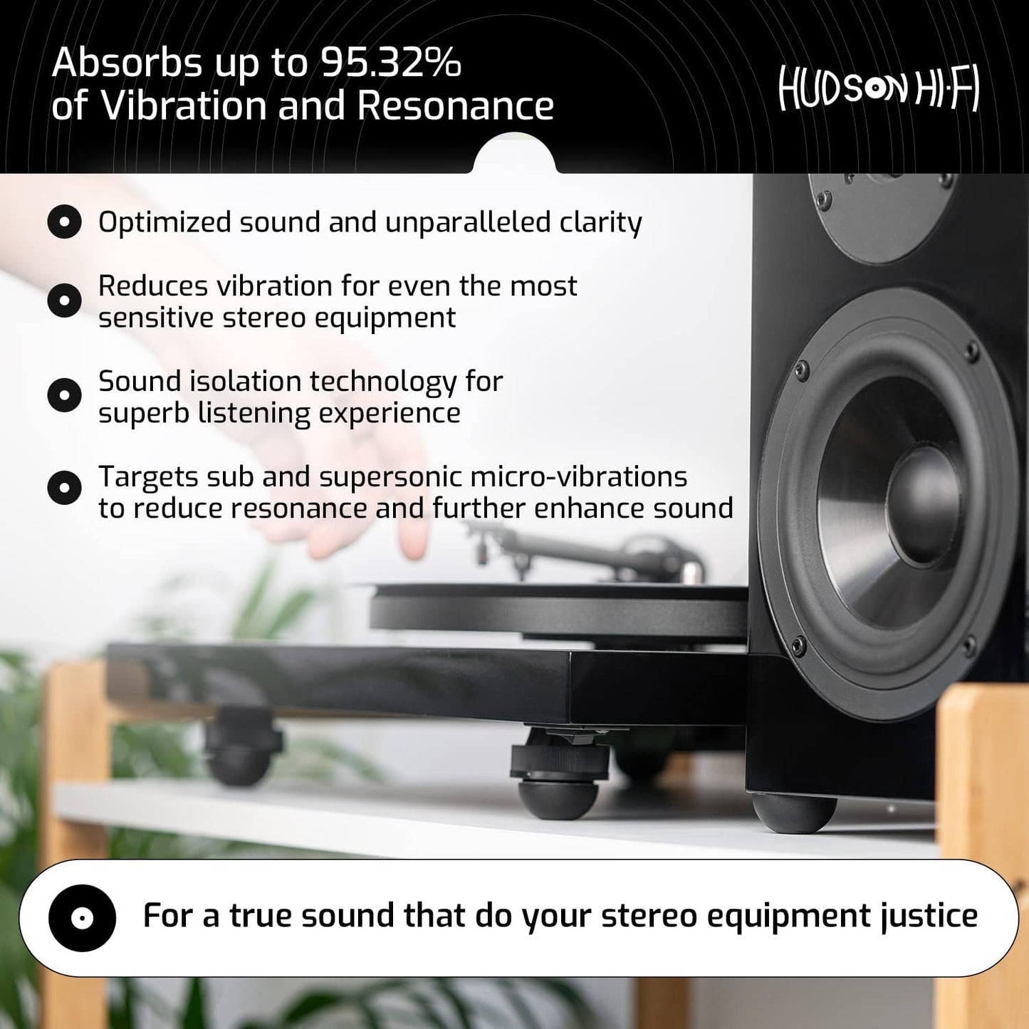 Silicone Speaker Isolation Feet (4-Pack, 1") – Non-Skid Adhesive Pads for Turntable, Subwoofer & Audio Gear – Anti-Vibration Damping, 20 Duro Rubber