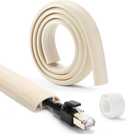 Floor Cord Cover 4ft, Cord Hider Floor Beige Maple Wood, Floor Cable Management Prevent Cable Trips, Floor Cable Cover Wire Covers for Electric Power Cords, Cord Protector Cord Cavity W0.47in xH0.28in