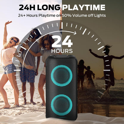 BUGANI Luster Bluetooth Speakers, Portable Wireless Stereo Speaker with Colorful Lights, Loud Sound, Bluetooth 5.3, 24H Playtime, IPX6 Waterproof, AUX-in, for Home/Outdoor/Camping/Beach