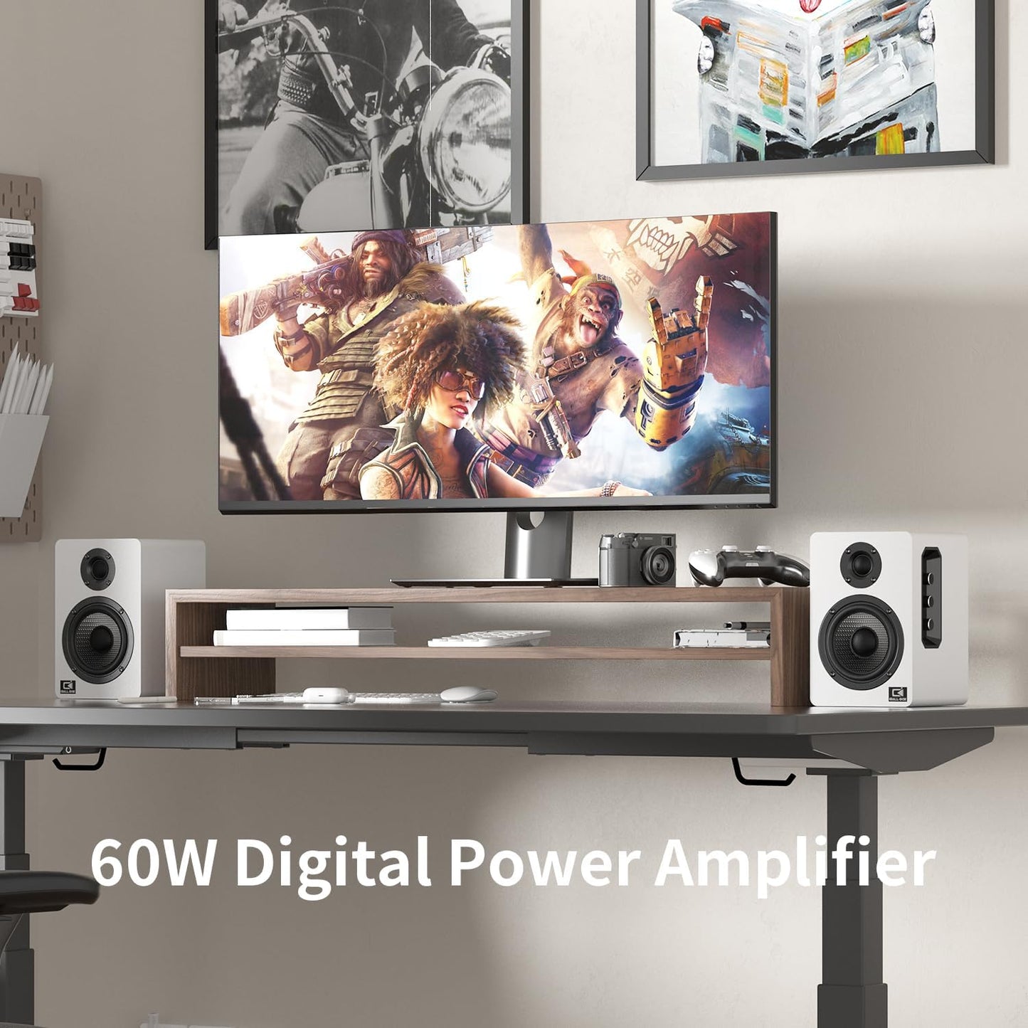 Harmony H2 60W Desktop Speakers with DSP, Bluetooth 5.3, 24-Bit Optical, USB-C, AUX, Silk-Dome Tweeter, Carbon-Fiber Woofer, for Computer, PC Monitor, Gaming (White)