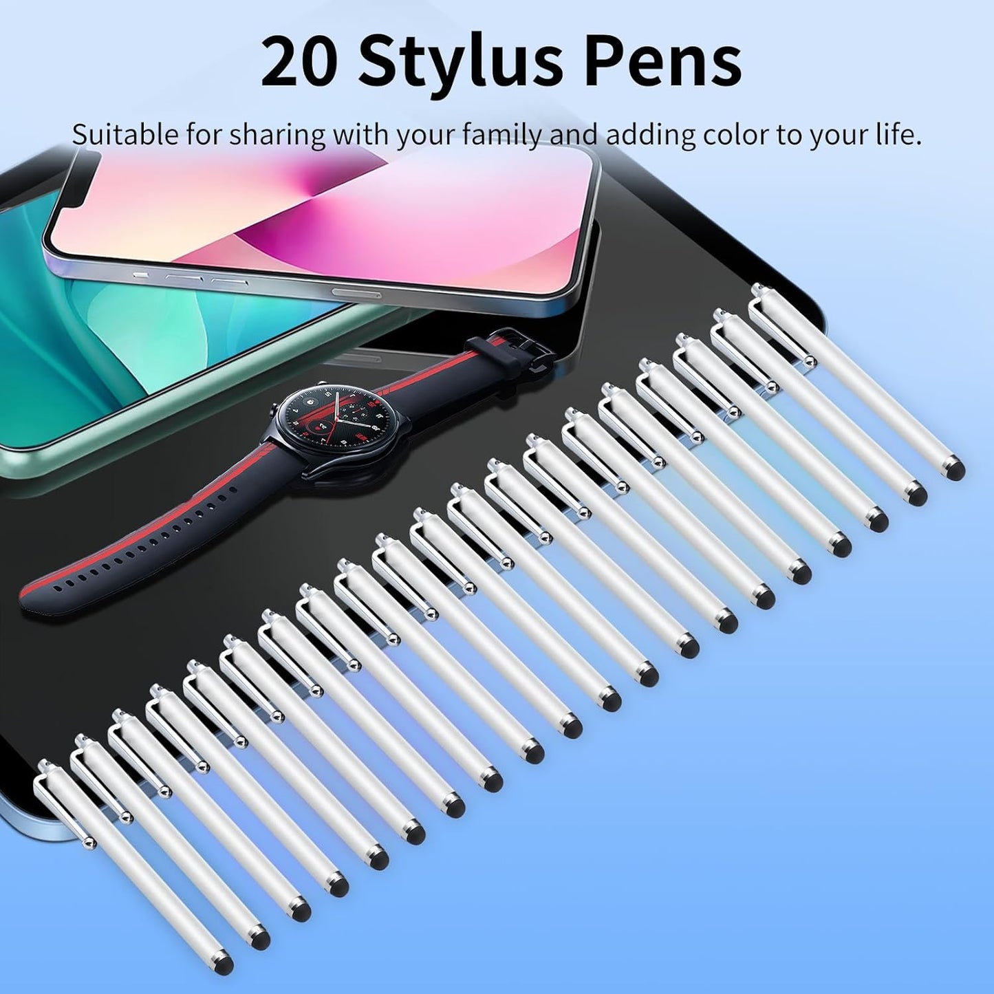 20 Pack Stylus Pen,Stylus Pen for Touchscreen High Precision and Sensitivity for Everyday Writing/Drawing,Universal Stylus Compatible with All Touch Screens,White