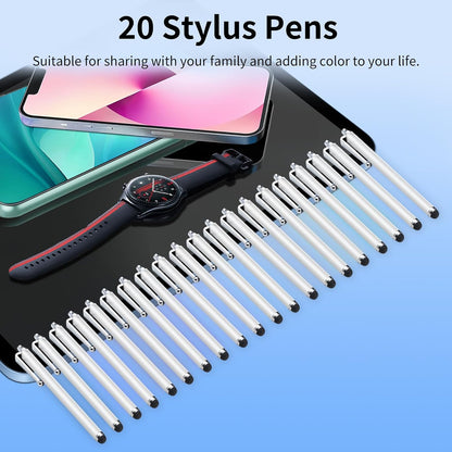 20 Pack Stylus Pen,Stylus Pen for Touchscreen High Precision and Sensitivity for Everyday Writing/Drawing,Universal Stylus Compatible with All Touch Screens,White