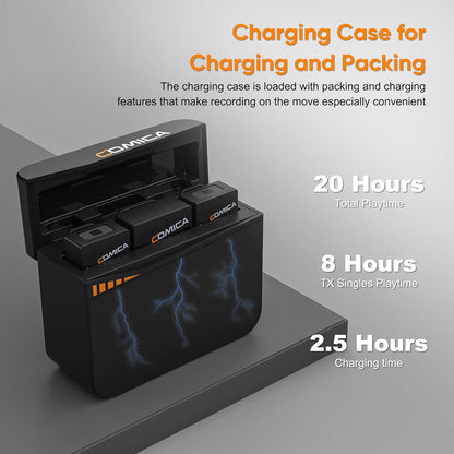 COMICA Vimo C3 Wireless Lavalier Microphone with Noise Cancellation, 656ft Transmission, Gain Control, Compact Wireless Lapel Microphone for DSLR Cameras/Android/Live-Streaming/Vlogging/YouTube