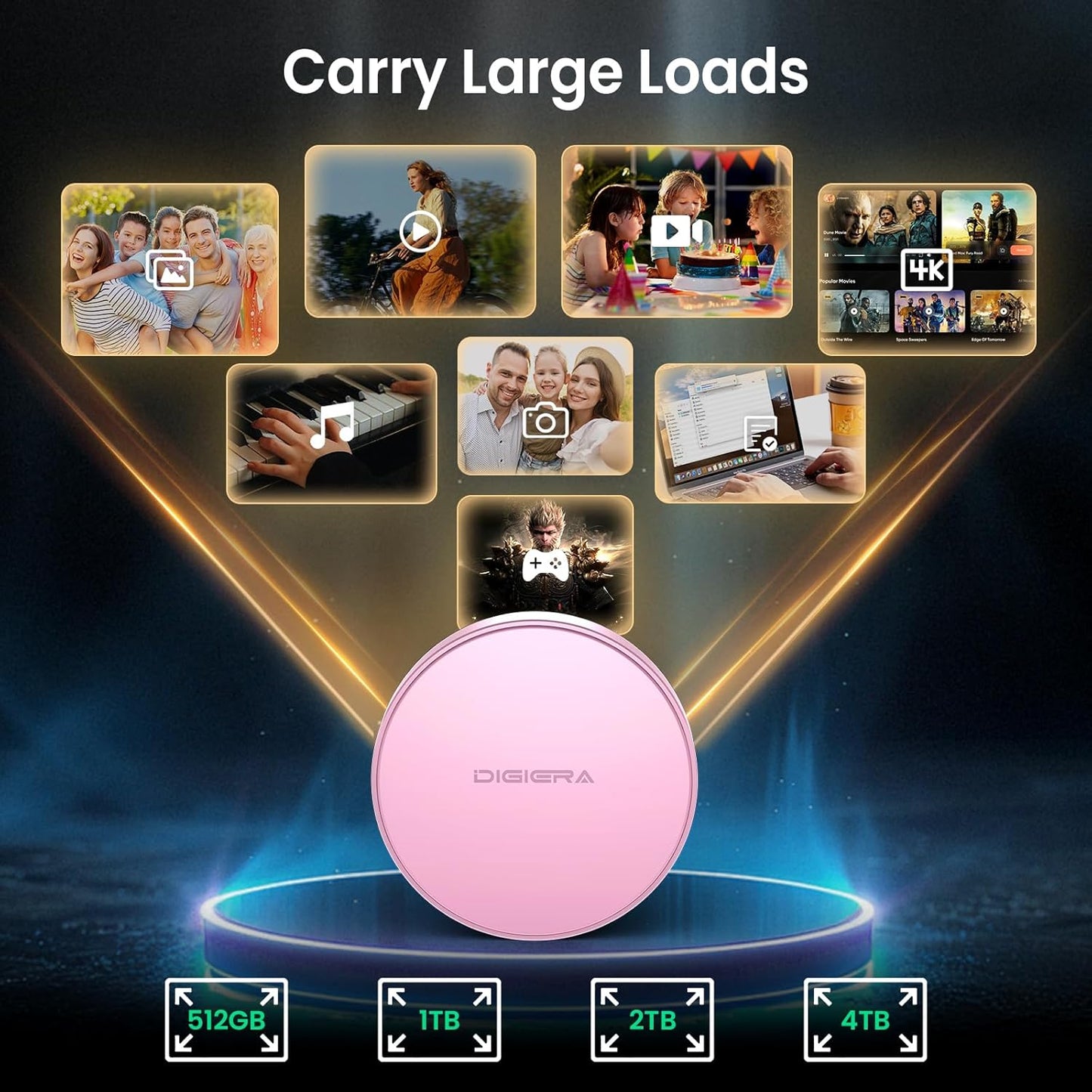 IGIERA 2TB Magnetic Portable SSD, External Solid State Drives with USB-C 3.2 Gen 2x2, Speed Up to 2000MB/s, Compact & Durable, Compatible with iPhone 15/16 Series and Other USB-C Devices, Pink