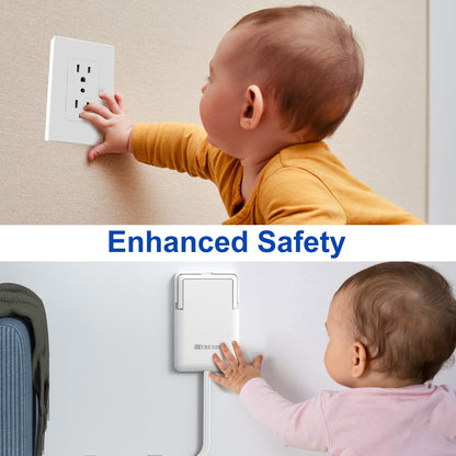 6FT Ultra-Thin Flat Plug Power Strip with 3 Outlets & 3 USB Ports | Child & Pet-Safe, 1625W, Wall-Mounted Cord Organizer, Universal Size Outlet & Plug Concealer with Cord Clips(UL Listed)