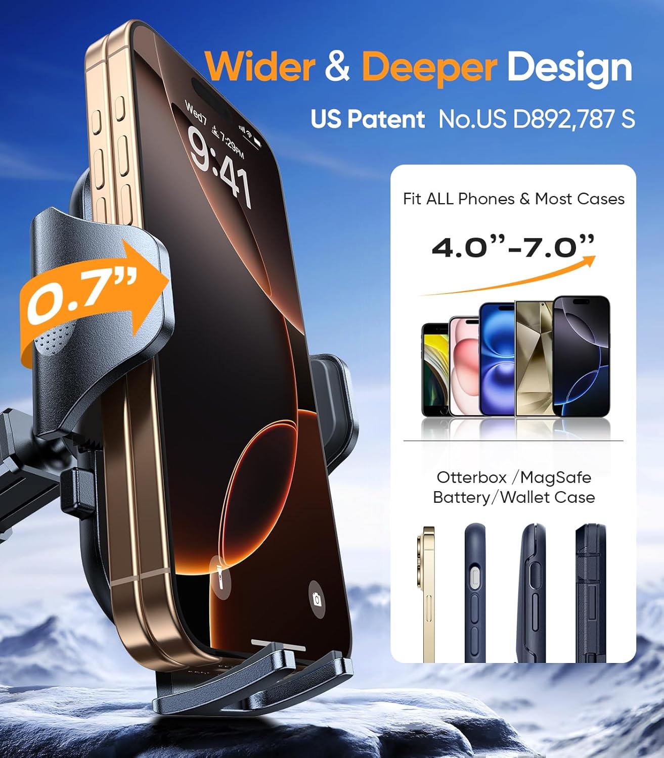 VICSEED Dark Blue Phone Holders for Your Car [Upgraded True Military-Grade Strongest Suction] Cell Phone Mount for Car Dashboard Windshield Vent Truck Boat Stand Adjustable for iPhone Android