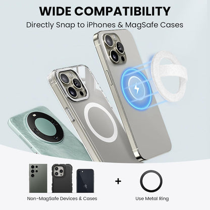 Magnetic Silicone Ring Grip Phone Holder, Loop Grip, Compatible with Magsafe for iPhone 12 Series (White sparkle)