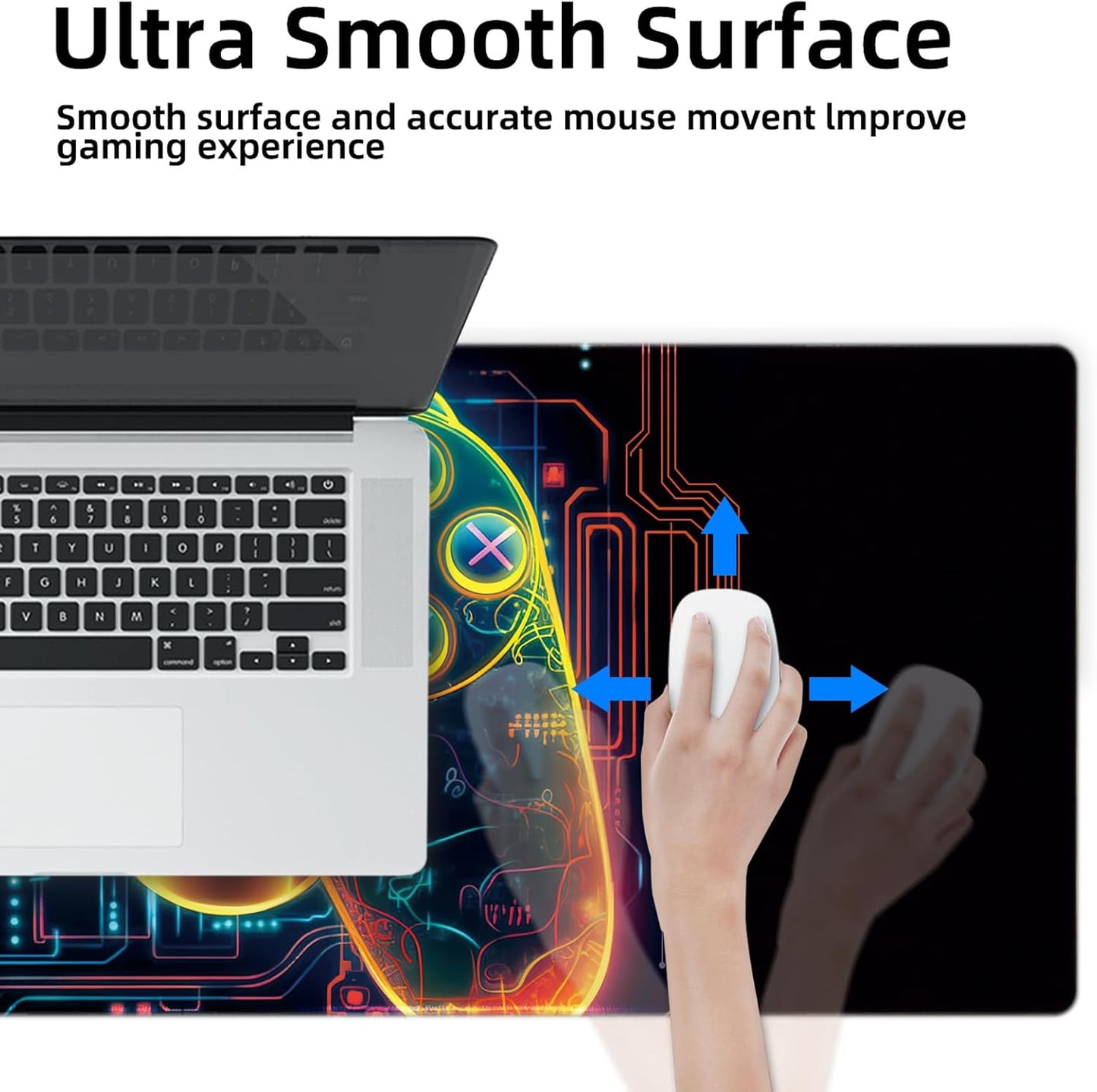 Galdas Gaming Mouse Pad XXL XL Large Long Extended Big Mousepad Non-Slip Rubber Keyboard Mouse Pad with Stitched Edges for Laptop Home Office (31.5x11.8x0.08 Inch) … (Handle)