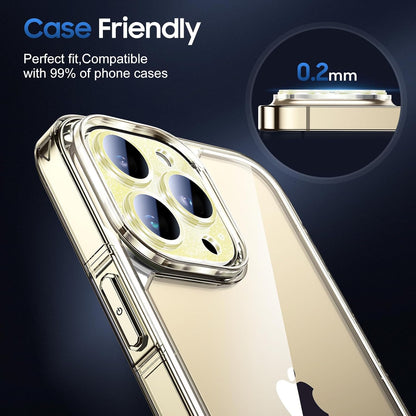 UniqueMe 3 Packs Compatible for iPhone 14 Pro Max/iPhone 14 Pro Camera Lens Protector Acrylic [Not Glass],[Case Friendly][Scratch-Resistant][Night Shooting Mode]-Glitter Golden