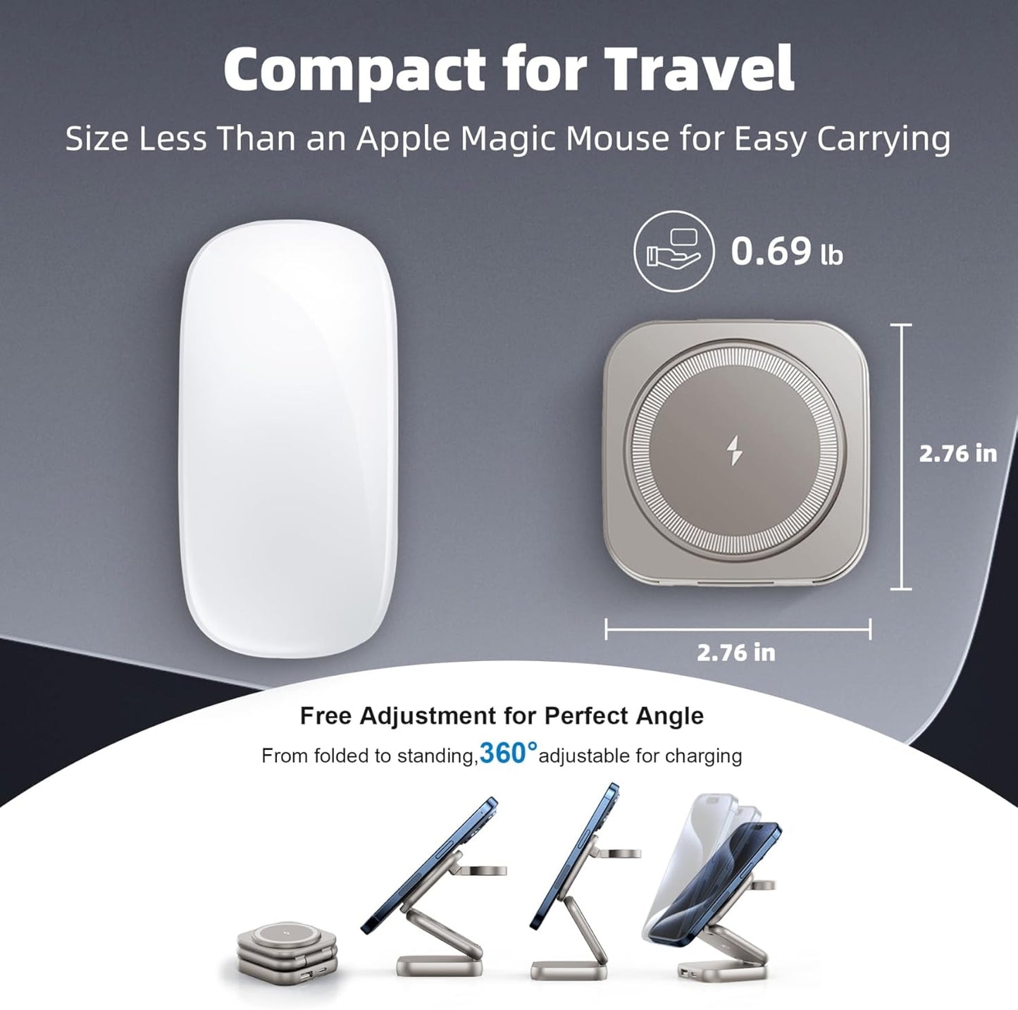 5-in-1 Wireless Charger for MagSafe, AC ISLAND Portable Travel Charging Station, 15W Max Fast Foldable Magnetic Stand, Evolved for iPhone 17/16/15/14/13 Series, Apple Watch, AirPods (with 35W Adapter)