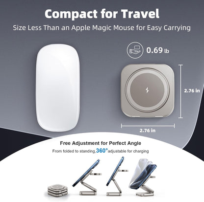 5-in-1 Wireless Charger for MagSafe, AC ISLAND Portable Travel Charging Station, 15W Max Fast Foldable Magnetic Stand, Evolved for iPhone 17/16/15/14/13 Series, Apple Watch, AirPods (with 35W Adapter)