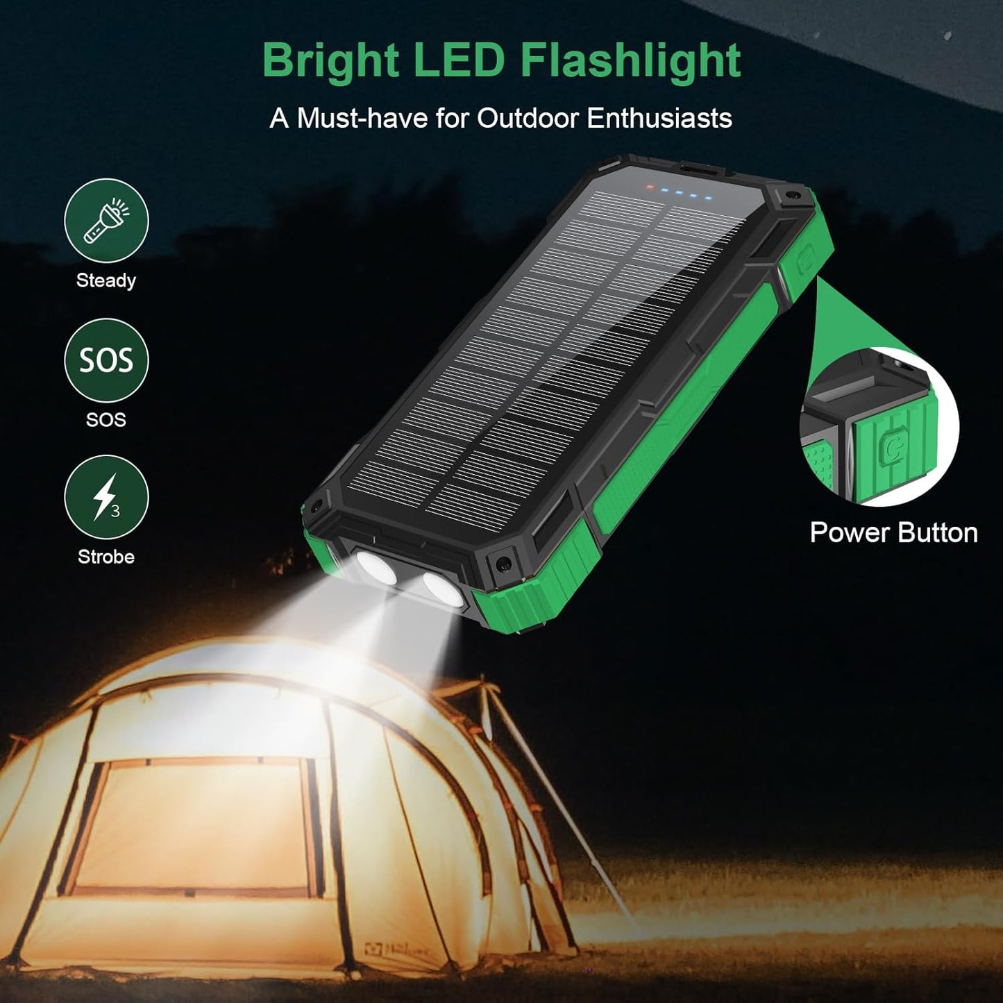Solar Charger Power Bank 49800mAh Wireless Portable Phone Charger, 22.5W QC3.0 Fast Charging Built in 4 Cables with USB C 6 Outputs & 2 Inputs for Cell Phone