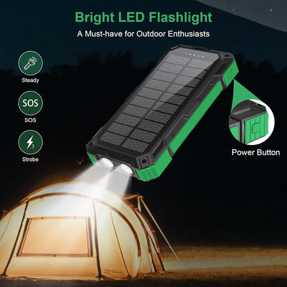 Solar Charger Power Bank 49800mAh Wireless Portable Phone Charger, 22.5W QC3.0 Fast Charging Built in 4 Cables with USB C 6 Outputs & 2 Inputs for Cell Phone