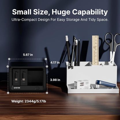 Gitryin 10-in-1 Desktop Charging Station with 2 Retractable Type-C Wall Chargers, 40W USB-C Power Strip with Flat Plug, Extension Cord with 1020J Surge Protection for Home Office