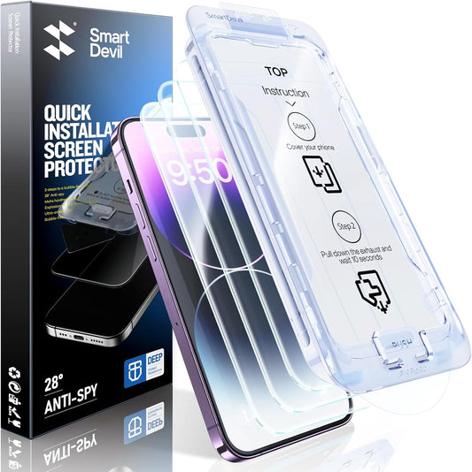 SMARTDEVIL 2 Pack Screen Protector for iPhone 14 Pro Max (6.9 Inch) Tempered Glass, HD Clear Film, Easy Installation, Dust-Free & Bubble-Free