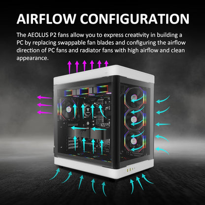 GAMDIAS AEOLUS P2-1203 120mm ARGB PWM Fan (3 Pack, no Hub), Include Reverse Fan Blade x3 & Controller, ARGB Sync, Easy Installation & Cabless Daisy-Chain Design, Silent Operation, Up to 2400RPM, Black