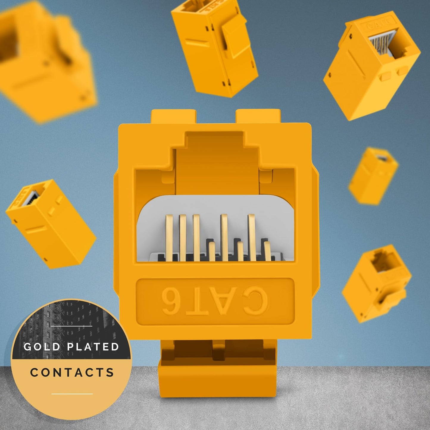 Everest RJ45 CAT6 Keystone Coupler in Yellow (6-Pack) - RJ45 & Cat6 Ethernet Keystone Jacks