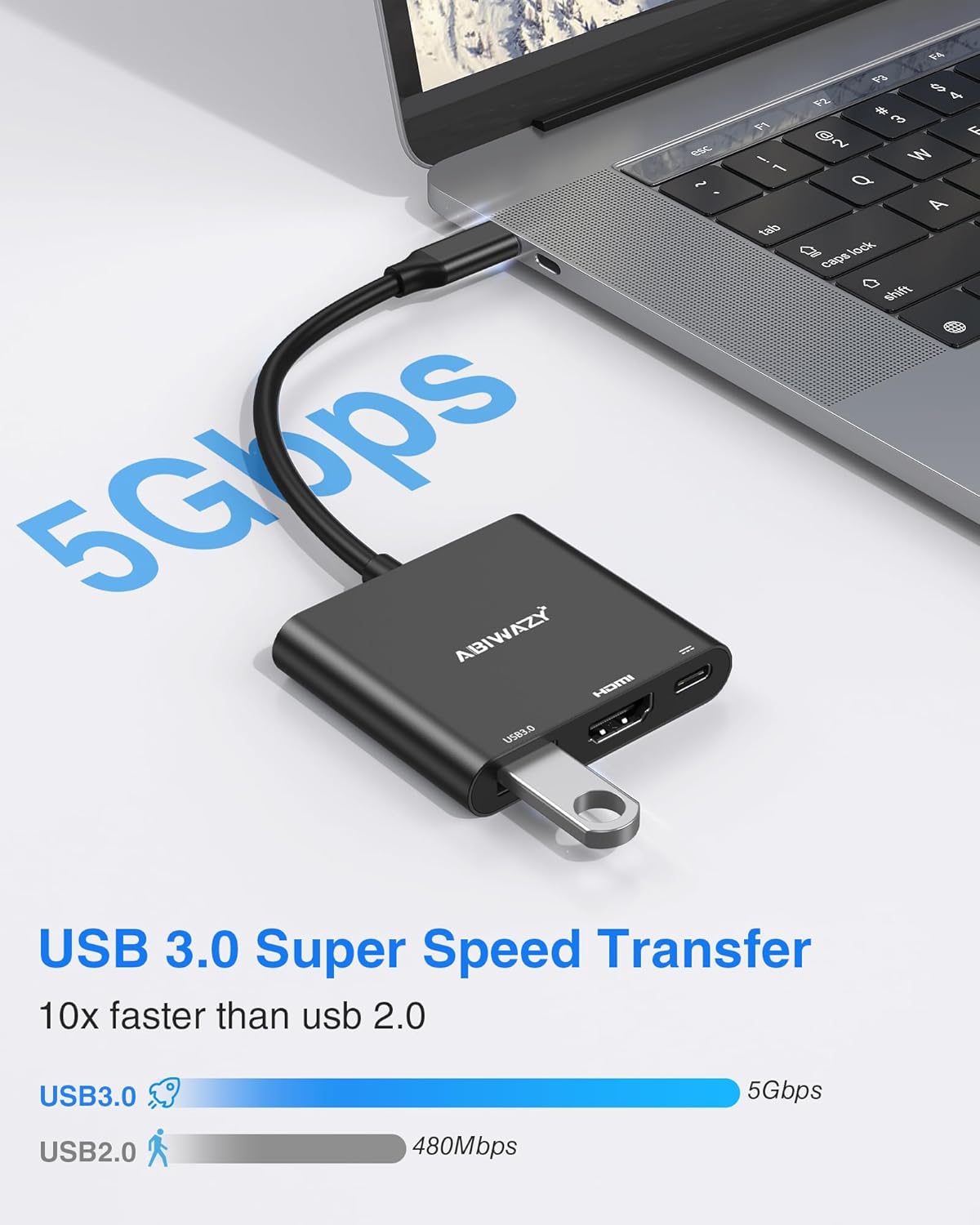 USB C to HDMI Adapter, 4K HDMI to USB-C Multiport Hub Adapter with 100W PD & USBA 3.0 Port, Type C Digital AV Converter for iPad Pro, MacBook Pro/Air, iPhone 15/16, Switch, TV, Monitor and More(Black)