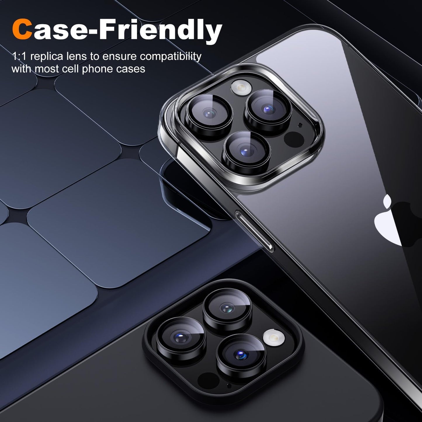Hoerrye for iPhone 15 Pro Max/iPhone 15 Pro Camera Lens Protector [3+1] [Keep Lens Original Design] 9H Tempered Glass Camera Cover Screen Protector,Black Titanium