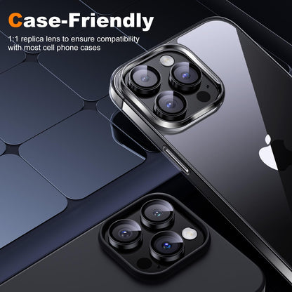Hoerrye for iPhone 15 Pro Max/iPhone 15 Pro Camera Lens Protector [3+1] [Keep Lens Original Design] 9H Tempered Glass Camera Cover Screen Protector,Black Titanium