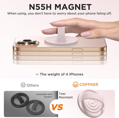 Magnetic Phone Ring Grip Holder, Silicone Finger Loop Grip, Compatible with MasSafe, Back of Phone for iPhone Pro Max/Plus/16/15/15/14/13/12 Series, Lovely Pink