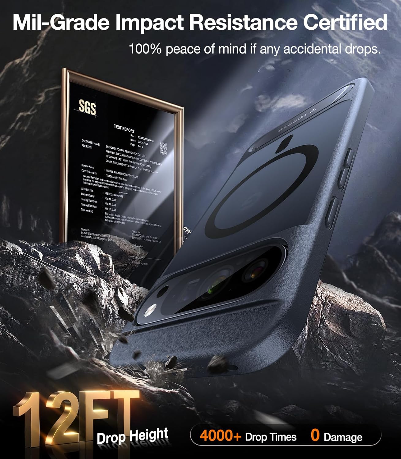 TORRAS Magnetic & Stand for Google Pixel 9 Pro XL Case, Fit for MagSafe, 12FT Mil-Grade Drop Protection, Slim Fit for Google Pixel 9 Pro XL Phone Case with Built-in Kickstand, Translucent Matte Black