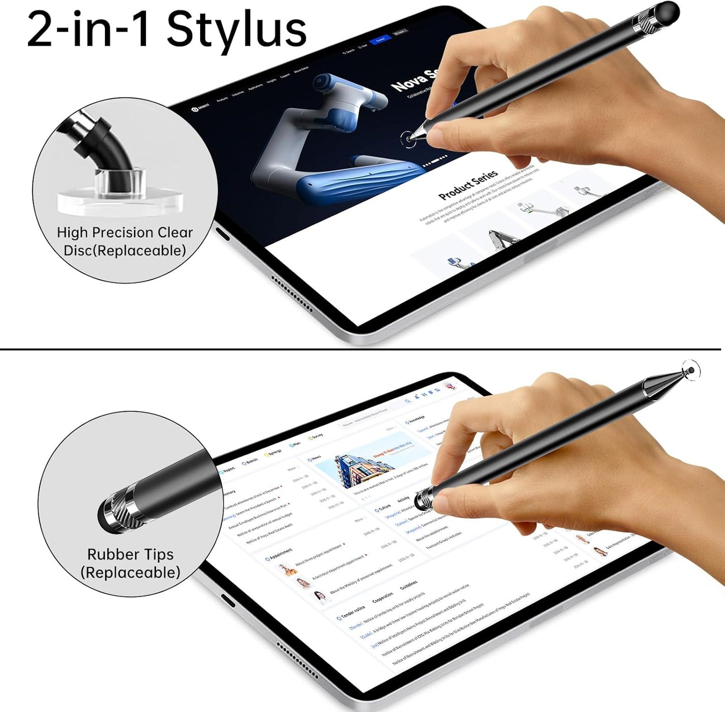 Bopomofo Stylus (5 Pcs),2-in-1 Stylus Pen for Touchscreen, High Precision and Sensitivity, Suitable for iPhone/ipad/Android Tablets, Compatible with All Touch Screens,Black