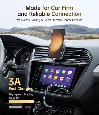 USB C Cable Fast Charging, 2Pack 3ft Coiled USB A to Type C Charge Cord for Car USB-C Charging Cable Compatible with iPhone 16/15/Pro/Samsung Galaxy S20 S10 Plus Note 10 and Other USB C Devices - Gold