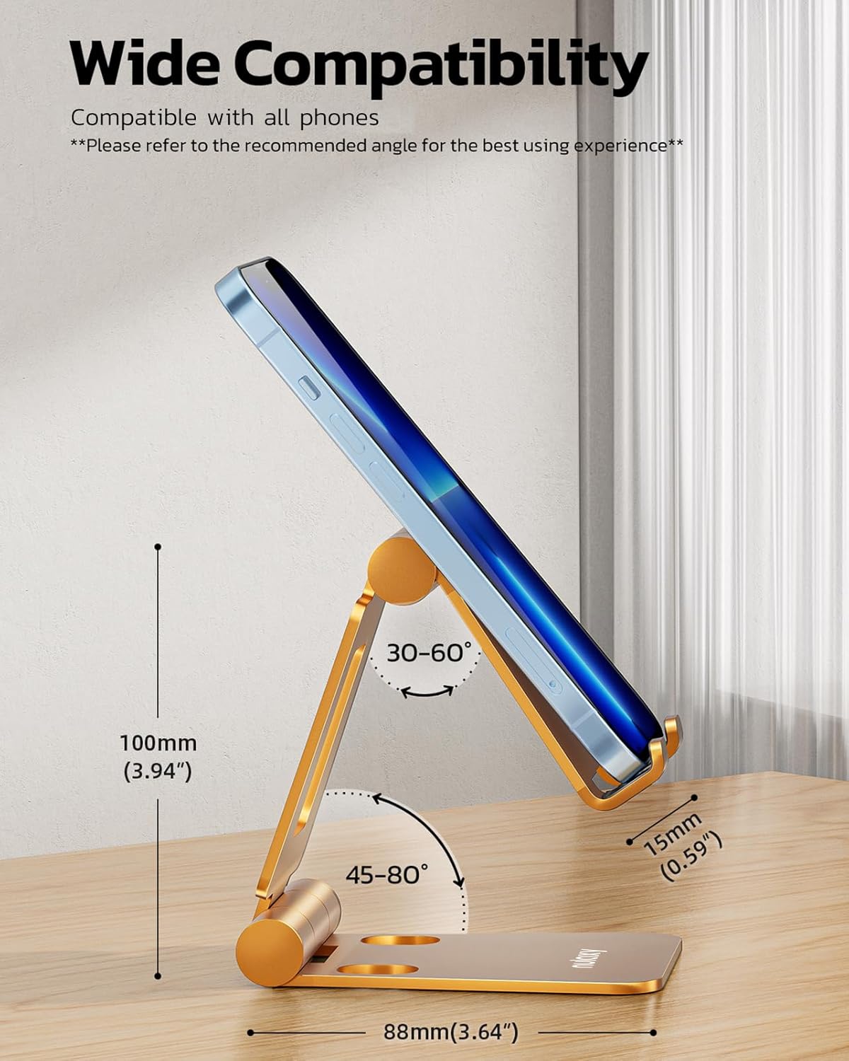 Nulaxy Dual Folding Cell Phone Stand, Fully Adjustable Foldable Desktop Phone Holder Cradle Dock Compatible with Phone 16 15 14 13 12 11 Pro Xs Xs Max Xr X 8, Nintendo Switch, All Phones - Orange