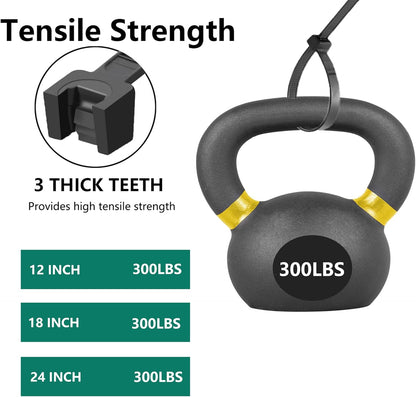 Zip Ties Assorted Sizes 300 Pack,12+14+18 Inch, 300LBS Tensile Strength Heavy Duty Self-locking Nylon Black Cable ties for Indoor Outdoor