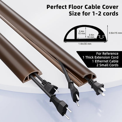 4ft Floor Cord Cover, Silicone Wire Hider, Hide Extension Cords, Protect Cords, Prevent Cable Trips, Heavy-Duty Adhesive-Backed Anti-Trip Cable Protector for Floor, Desk & Wall