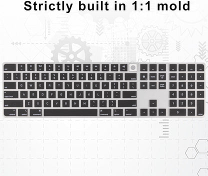 Allinside Black Keyboard Cover for Mac Magic Keyboard with Touch ID and Numeric Keypad A2520 US Layout