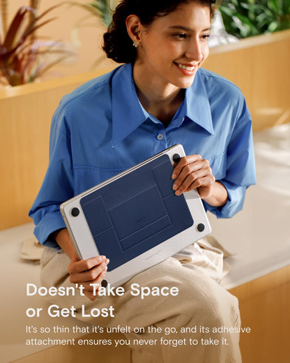 MOFT Laptop Stand for Desk, Adhesive MacBook Computer Stand with 2 Adjustable Viewing Angles, Foldable and Portable Laptop Riser Compatible with 11"-16" Laptops, Navy Blue