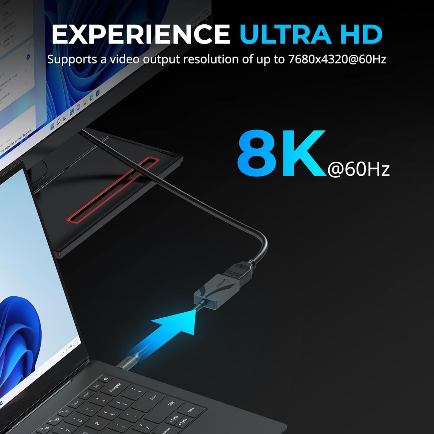 SABRENT 8K USB Type-C to HDMI Adapter - 8K@30Hz & 4K@120Hz, HDR10/Dolby Vision, VRR & FreeSync, Compatible with Laptops, Tablets, Smartphones, Portable Gaming Systems, Aluminum Design (DA-CH8K)