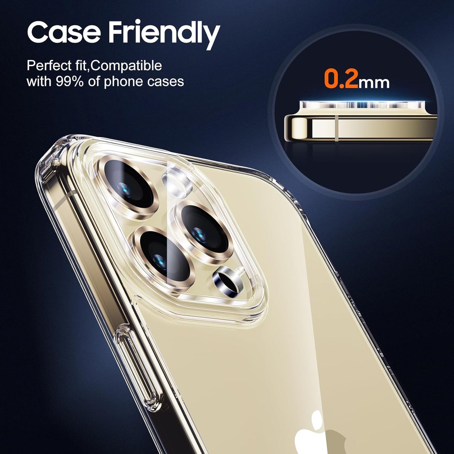 UniqueMe Compatible for 3 Pack iPhone 15 Pro/iPhone 15 Pro Max Camera Lens Protector, [Drop Protection] [Case Friendly] 9H Tempered Glass Camera Cover Screen [2023 New Version]- Gold