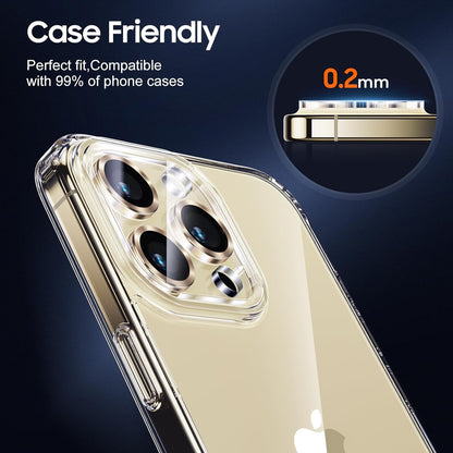 UniqueMe Compatible for 3 Pack iPhone 15 Pro/iPhone 15 Pro Max Camera Lens Protector, [Drop Protection] [Case Friendly] 9H Tempered Glass Camera Cover Screen [2023 New Version]- Gold