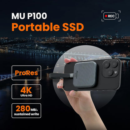 MMOMENT 512GB Magnetic External Portable SSD – 950MB/s Read – for ProRes 4K – Phone SSD Compatible with MagSafe, USB-C, USB-A, iPhone 15/16, Mac, PC (MU P100)