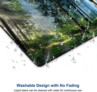 Forest Mouse Pad, Natural Scenery Mouse Pad Custom Design, Square Waterproof Mouse Pad Non-Slip Rubber Base MousePads for Office Laptop, 9.5x7.9x0.12 Inch, Nature Misty Forest