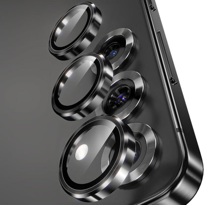 YWXTW Camera Lens Protector for Samsung Galaxy S25 Accessories [1:1 Fit & Ultra Clarity] 9H Tempered Glass Metal Individual Ring Camera Cover Screen Protector for S25, Case Friendly (Black)