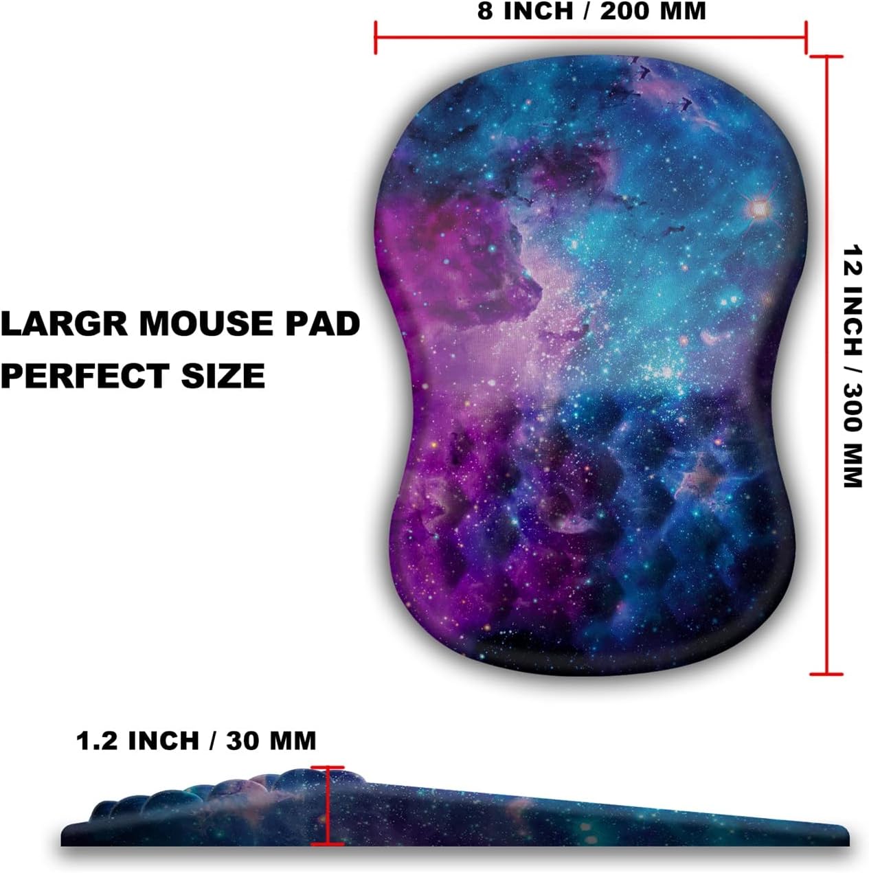 Mouse Pad Wrist Support, Ergonomic Mouse Pad with Massage Dot, Comfortable Computer Mouse Pad for Laptop, Wrist Rest Pain Relief Mousepad with Non-Slip PU Base for Office & Home, 12 x 8 in